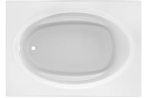 Jacuzzi SIGNATURE Acrylic Drop-In Bathtub, Soaking Sanctuary, Slip Resistant, Universal Drain Placement, 60" (L) x 42" (W), Oval In Rectangle, White