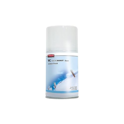Rubbermaid Commercial Products Microburst 9000 Air Freshener Aerosol Refill Linen Fresh Long Lasting Automatic Odor Control System for Restrooms in Restaurants/Schools/Airports/Stadiums