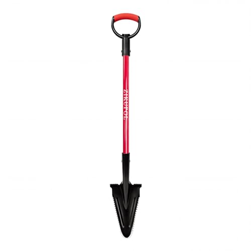 Root Shovel Garden Spade Shovel with Double Serrated Blades for Trenching, Digging,Planting,Metal