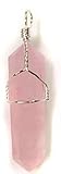 Silver Wire Wrapped Natural Rose Quartz Crystal Point Pendant