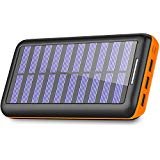 Power Bank Solar Portable Charger 24000mAh - PLOCHY Solar Phone charger with 3 Fast Charging USB Port and Dual Input External Battery Pack for Android Phones and All Smartphones and More.