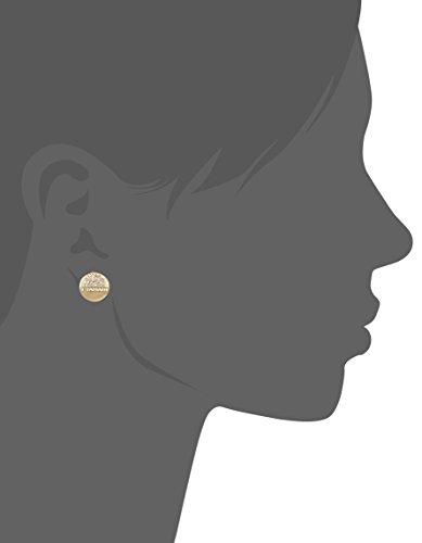 T Tahari Half Pave Mini Disc Buttoned Ear Gold Stud Earrings