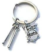Silver KnightDrummer's Gift Drum Kit & Drum Sticks Keychain Keyring in a Gift Bag