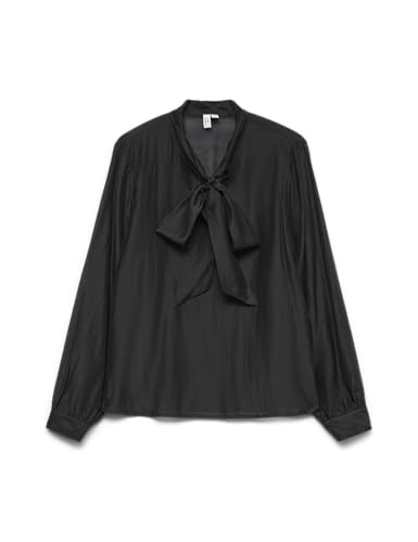 VERO MODA Vmhalston L/S Bow Top Wvn Btq, Nero, M