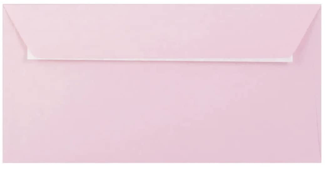 DL Coloured Envelopes for Greeting Cards Wedding Invitations Crafts Business Office 110mm x 220mm - Pack of 100 Envelopes (Light Pink Peel & Seal) — image 1