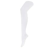 HDE Girl's Stockings Microfiber Opaque Footed Kids Tights (White, Medium)