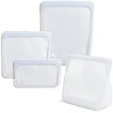 Stasher Platinum Silicone Food Grade Reusable Storage Bag, Clear (Bundle 4-Pack Large) | Reduce Single-Use Plastic | Cook, St
