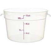 Cambro Camware Bundle 6 &12 Quart Translucent Round Food Storage Containers with Lids and Free Scraper