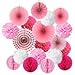 Cocodeko SG_B0771B8PGW_US Hanging Set, Tissue Paper Poms Flower Fan and Honeycomb Balls for Birthday Baby Shower Wedding Festival Decorations-Pink, 3 Gram primary