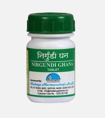 Nirgundi Ghana 60 Tablets, Vitex Negundo Trifolia, Ghana Satva, Concentrated Aqueous Herbal Extracts