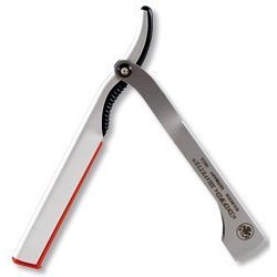 Dovo Silver Stainless Steel Shavette Straight Razor Replaceable Blade with Red Blade Holder