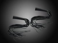 STURGIS Motorcycle Clutch Brake Lever Covers with Fringes Black Genuine Leather Pair