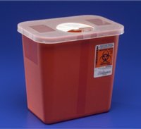 Kendall Multi-purpose Sharps Containers 2 Gallon 10"h X 7.25"d X 10.5"w Red Container W/ Rotor Lid - Model 8970 - Each