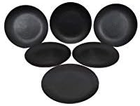 Stonish Dinner Stoneware 10 Inches Handmade Pottery Plate (Royal Black) - Set of 6