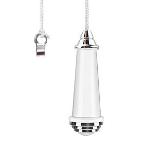 ALLisWE Bathroom Light Pull Cord Handle with 100CM Nylon Pull String Extension Light Switch Chrome Finish White Porcelain Pull Cord End Blind Cord Handle for Bedroom Classic Toilet Light Fan Switch