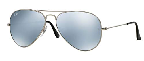 Ray-Ban RB3025 Aviator Large Metal Unisex Polarized Aviator Sunglasses (Silver Frame/Silver Mirror Polarized Lens 019/W3, 58)