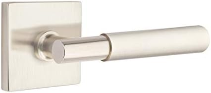 Emtek Passage Set, Square Rosette, Myles Lever, Right Hand, Satin Nickel