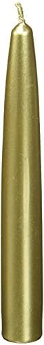 Dripless Taper Candles 6" Inch Tall Wedding Dinner Candle Set Of 12 (Gold)