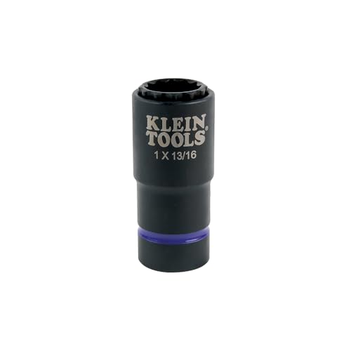 Klein Tools 66015 2-in-1 Impact Socket with 12-Point Deep Sockets, Coaxial Spring Loaded in 1- and 13/16-Inch Sizes
