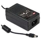 MEAN WELL GST25A12-P1J AC/DC High Reliability Industrial Table Top Power Supply, 2.1mm Plug Level VI, 3-Wire, 12 Volt, 2080 mA, 25 Watt