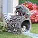 Collections Etc Curious Kitty Cat and Frog Gutter Downspout, Hand-Painted, Hollow Tree Stump Design, Grey