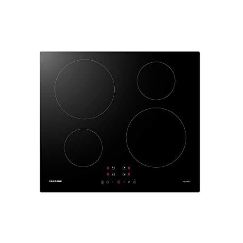 Samsung NZ64M3NM1BB Autarkes Induktionskochfeld, 60 cm große Herdplatte aus Glaskeramik, Rahmenlos, 4 Kochzonen mit Touch Steuerung, 9 Leistungsstufen, 4 Booster, Kindersicherung, Schwarz
