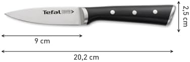 Ingenio Ice Cuchillo pelador, Acero cepillado, cuchillo de Una Sola pieza, Mango remachado, Negro, 9 cm