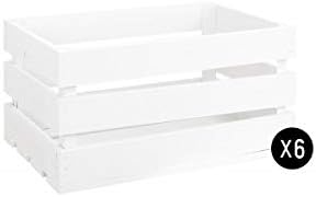 Decowood Pack 6 Cajas Grande en Madera de Pino, Blanco: Amazon.es: Hogar