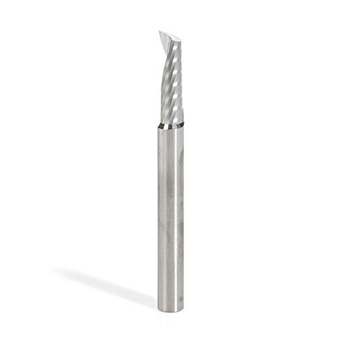 Amana Tool 51495 Metric SC Spiral O Single Flute Plastic Cutting 6 D x 20 CH x 6 SHK x 64mm Long Up-Cut CNC Router Bit with Mirror Finish