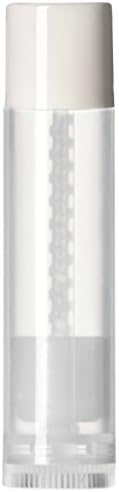 Empty Lip Balm Tubes Set of 50 .15 oz (4.2g) Clear (Natural) Containers White Caps Made in USA FDA Approved Quality Plastic Non Toxic BPA Free
