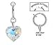 Fake Belly Navel Non Clip on Piercing Ab Sparkling Heart Dangle Ring