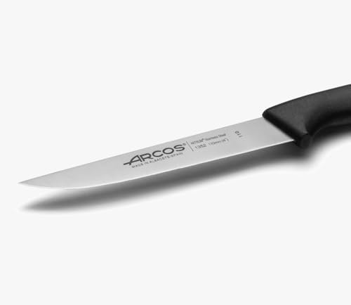 Faca vegetal de aço inoxidável. Faca profissional para legumes para descascar frutas e legumes. Cabo ergonómico de polioximetileno e lâmina de 110 mm. Série Nice. Cor preta.
