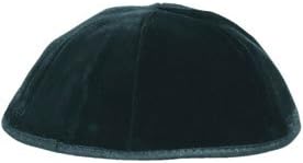 Black Velvet Kippah with a Rim, Size #3, 6 Parts