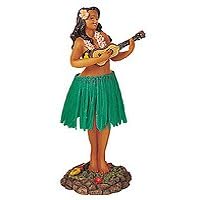 KC Hawaii Leilani Dashboard Hula Doll Playing Ukulele Green 7"