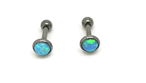 Opal Titanium Bezel Stud Earrings, For Sensitive Ears