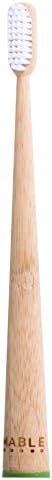 MABLE Bamboo Toothbrush, Anti-bacterial, Self-Standing, Non-Toxic MEDIUM Bristles, One Pack