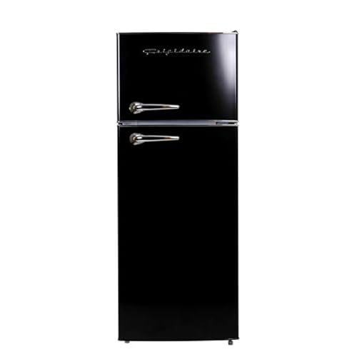 Frigidaire EFR786 Retro Apartment Size Refrigerator with Top Freezer - 2 Door Fridge with 7.5 Cu Ft of Storage Capacity, Adjustable Spill-Proof Shelves, Door & Crisper Bins, Black