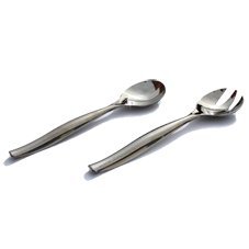 MOZAIK Metallised Silver Plastic Salad Serving Spoon & Fork Set | 2 Serving Salad Forks, 2 Serving Salad Spoons | Salads | Pasta | Lettuce | Tomato | Cucumber | BBQ Servers | Serving Utensils