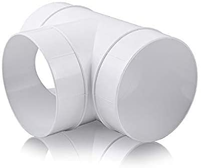 Fantronix 125mm Round Ducting Tee Connector – 5” White Plastic Ventilation Pipe T-Piece for Extractor Fans, HVAC & Home Vent Systems