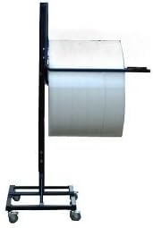 24" Telescoping Single Arm Bubble Cushioning Wrap & Foam Roll Floor Unit Dispenser w/Casters & Tear Tag