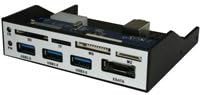 Front Panel 3.5inch Card Reader and 4 port USB 3.0 Hub Combo - Distributed by NAC Wire and Cables