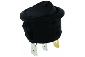 LED GROUP BUY NTE Electronics 54-536 Snap-in Round Hole Illuminated Rocker Switch, SPST Circuit, ON-None-Off Action, Nylon Green LED Actuator, 0.187" Quick Connect Terminals, 16 Amp, 125V