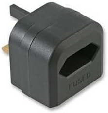 FDL EUROPEAN PCP PSU TO UK PLUG CONV. BACK ENTRY **Adaptor with clamping mechanism, Fused at 3Amps, Colour: Black** 2215-450