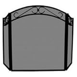 Uniflame 3-Fold Black Wrought Iron Arch Top Screen with Scrolls, 31 inches,