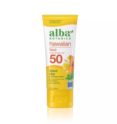 ALBA BOTANICA FACIAL SUNSCREEN LOTION, SPF 50, FRAGRANCE FREE, 3 OZ