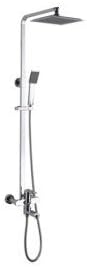 Contemporary Tub Shower Faucet with Square Shower Head + Rotatable 90° Spout