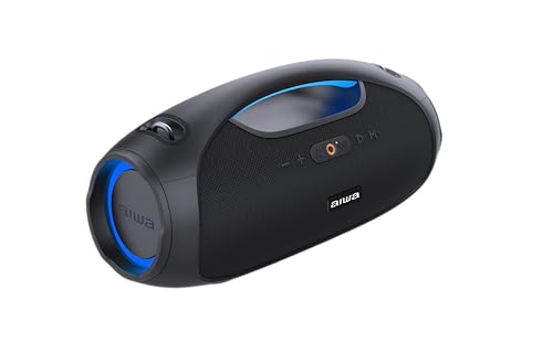 Aiwa Bocina Portátil AWS244BT Boombox con conectividad Bluetooth y diseño Compacto Waterproof en Color Negro, Compatible con 110V y 230V para Uso portátil y Boombox AWS244BT