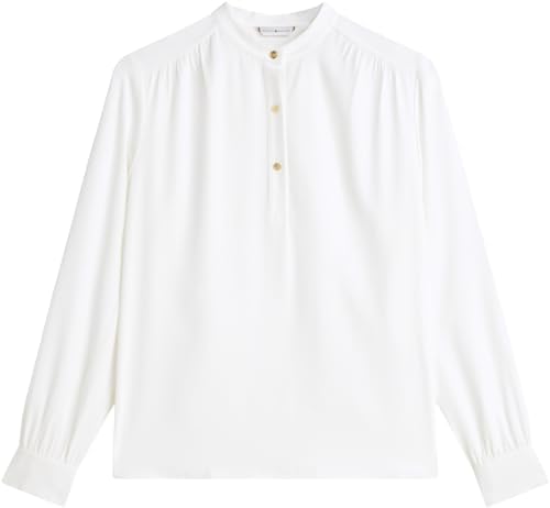 Donna Blusa Twill con Scollo a V, Bianco (Ecru), 42