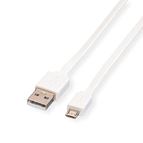 ROLINE Câble USB 2.0, USB A mâle - Micro USB B mâle, blanc, 1,0 m