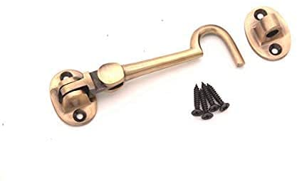 Infinity Décor Solid Brass Cabin Hook and Eye Silent Catch 100mm Door Window Shed Gate Latches in Antique Brass Finish